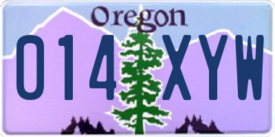 OR license plate 014XYW