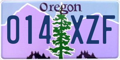 OR license plate 014XZF