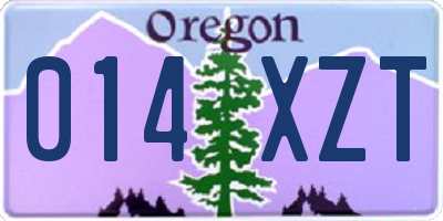 OR license plate 014XZT