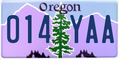OR license plate 014YAA