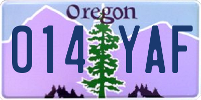 OR license plate 014YAF