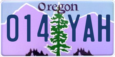 OR license plate 014YAH