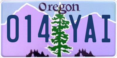 OR license plate 014YAI