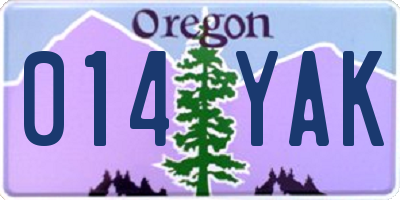 OR license plate 014YAK
