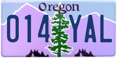 OR license plate 014YAL