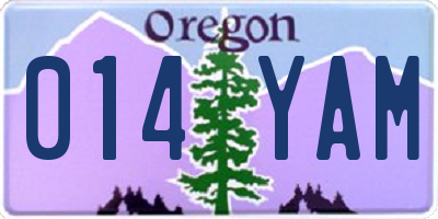 OR license plate 014YAM