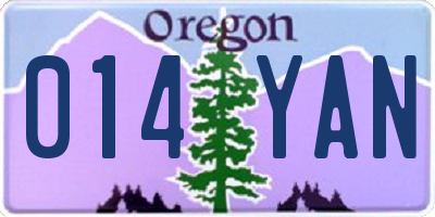OR license plate 014YAN