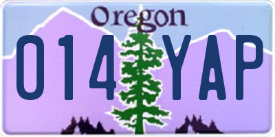 OR license plate 014YAP