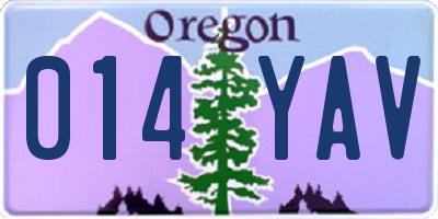 OR license plate 014YAV