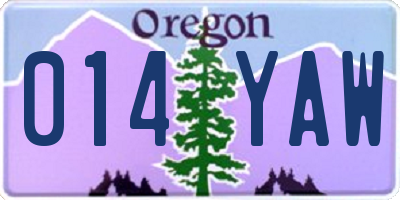 OR license plate 014YAW