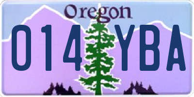OR license plate 014YBA
