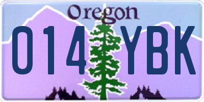 OR license plate 014YBK