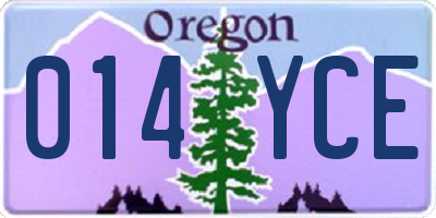 OR license plate 014YCE