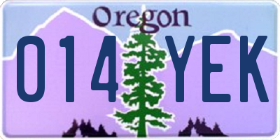 OR license plate 014YEK