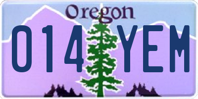 OR license plate 014YEM