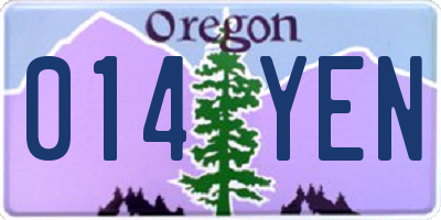 OR license plate 014YEN