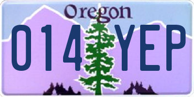 OR license plate 014YEP