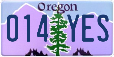 OR license plate 014YES