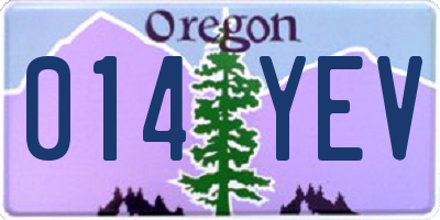 OR license plate 014YEV