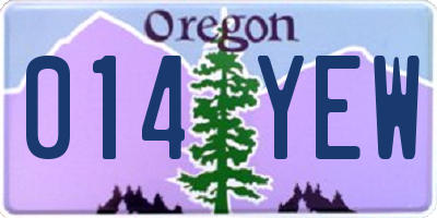 OR license plate 014YEW