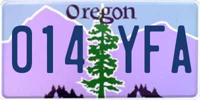OR license plate 014YFA