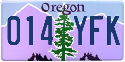 OR license plate 014YFK