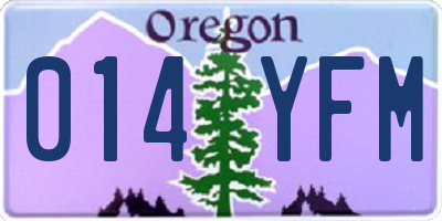 OR license plate 014YFM