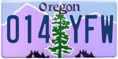 OR license plate 014YFW
