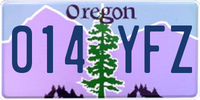 OR license plate 014YFZ