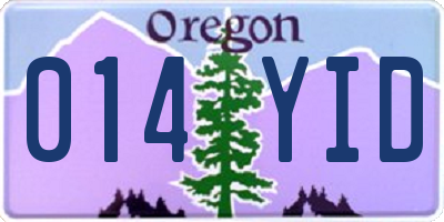 OR license plate 014YID