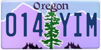 OR license plate 014YIM