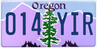 OR license plate 014YIR