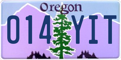 OR license plate 014YIT