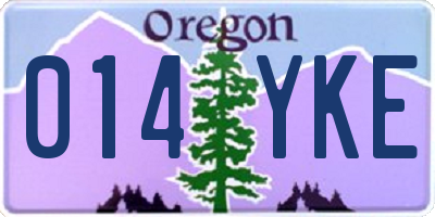 OR license plate 014YKE