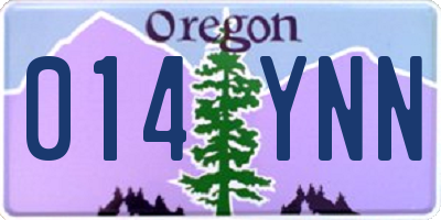 OR license plate 014YNN