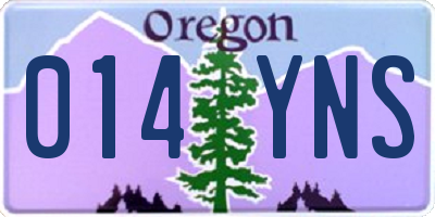 OR license plate 014YNS