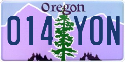 OR license plate 014YON