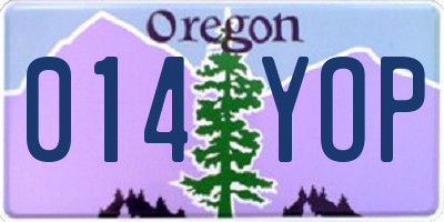 OR license plate 014YOP