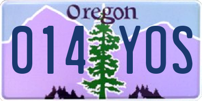 OR license plate 014YOS
