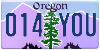 OR license plate 014YOU