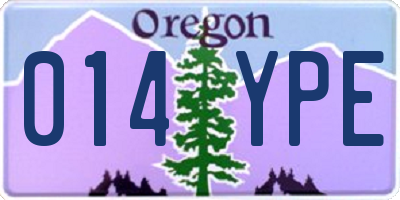 OR license plate 014YPE