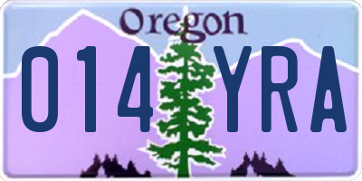 OR license plate 014YRA