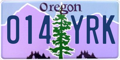 OR license plate 014YRK