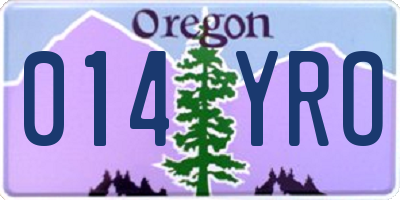 OR license plate 014YRO
