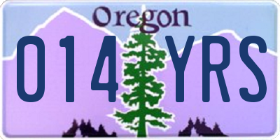 OR license plate 014YRS