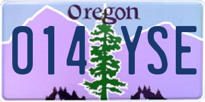 OR license plate 014YSE
