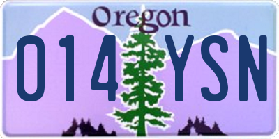 OR license plate 014YSN