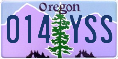 OR license plate 014YSS