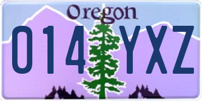 OR license plate 014YXZ