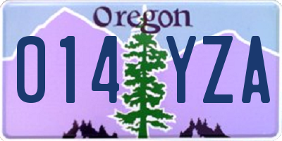OR license plate 014YZA